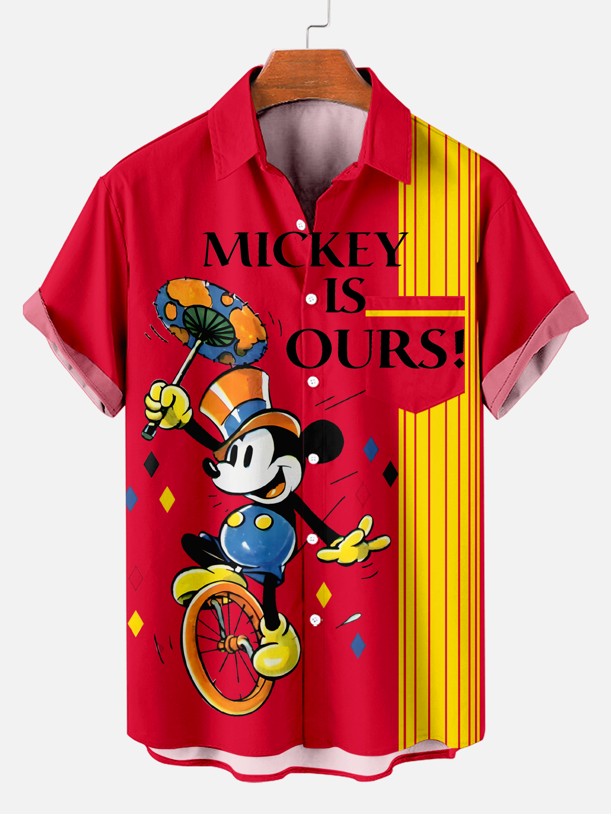 Men's nostalgic classic amusement park striped print shirt PLUSCLOTHESMAN