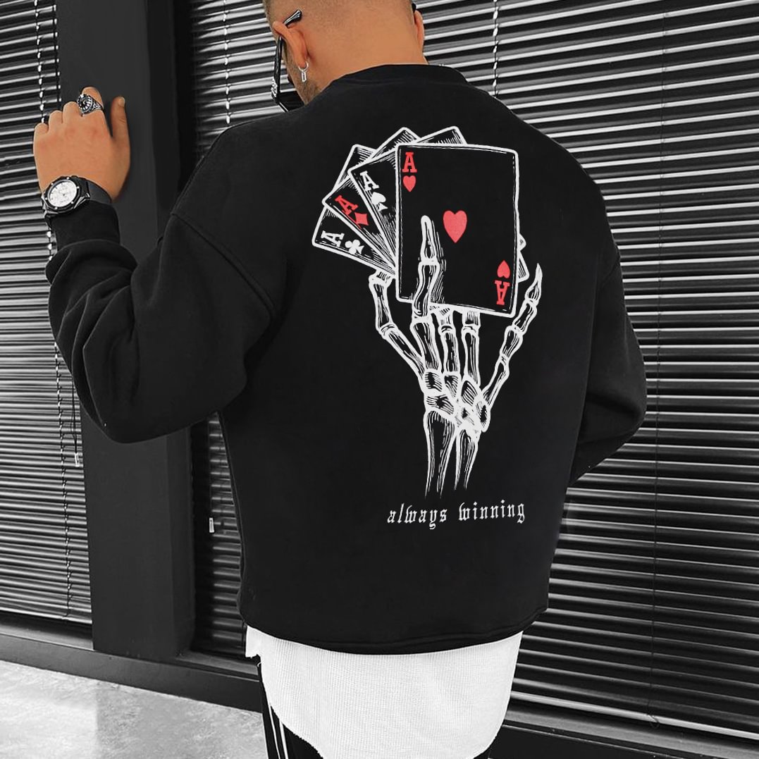 Men's Fashion Oversized Casual Poker Print Sweatshirt-barclient