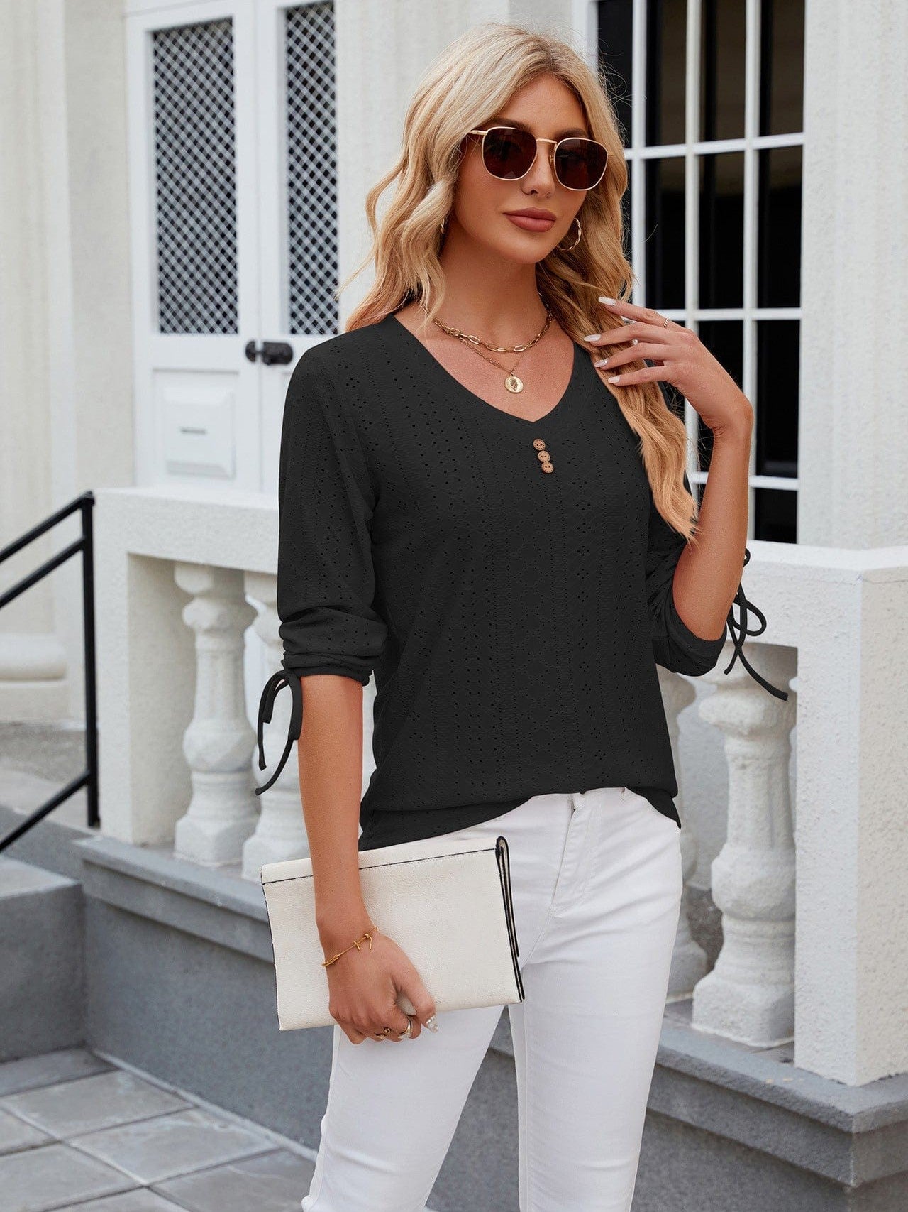 Grey Ribbed Knit Top with Short Sleeves