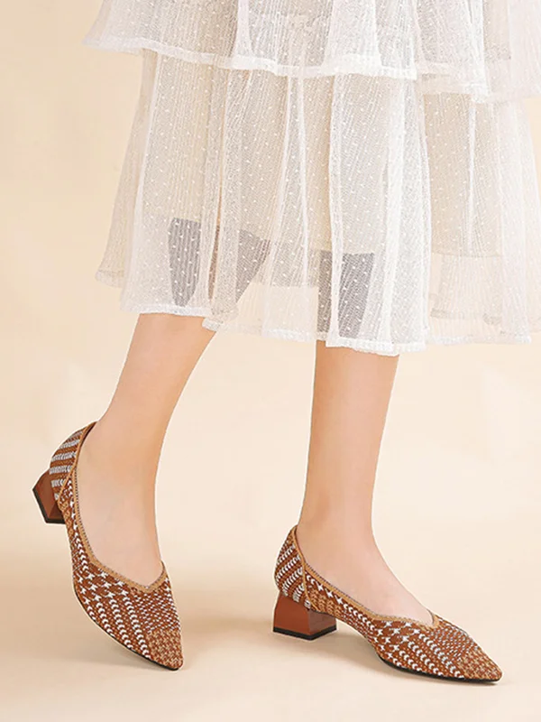 Houndstooth Pointed-Toe Pumps Shoes