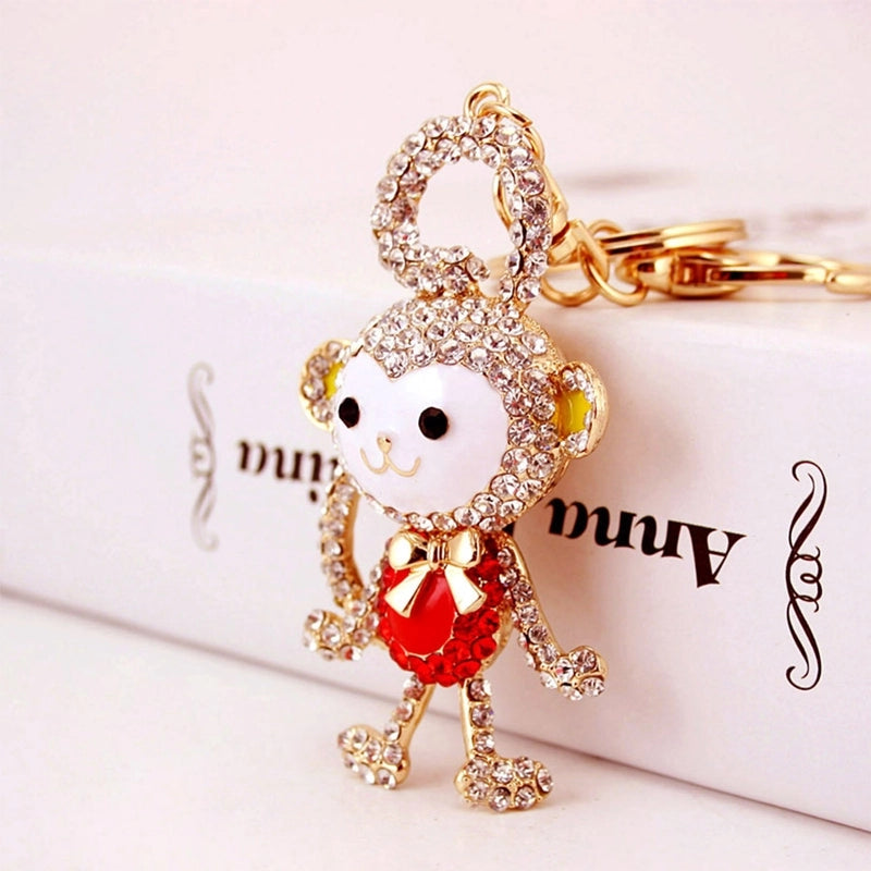 Cute Monkey Zinc Alloy Plating Inlay Rhinestones Women’s Bag Pendant Keychain