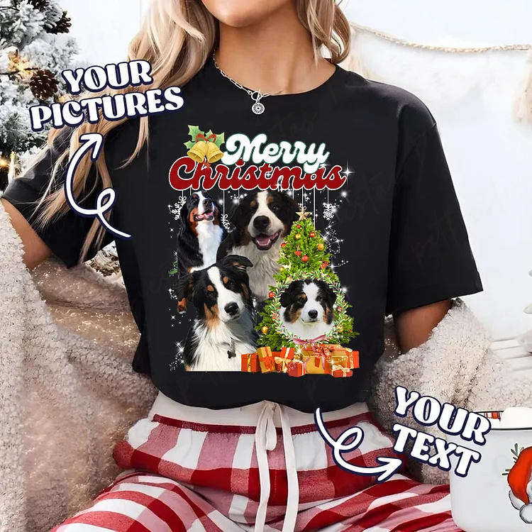 Merry Christmas Custom Dog Bootleg Shirt, Christmas Tree Pet 90s Vintage Tee Sweatshirt Hoodie