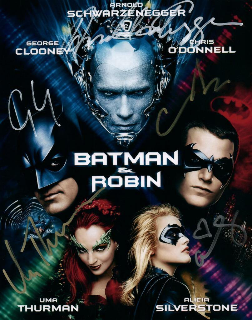 Batman & Robin Cast Clooney Thurman +3 autographed 8x10 Photo Poster painting signed Photo Poster painting COA