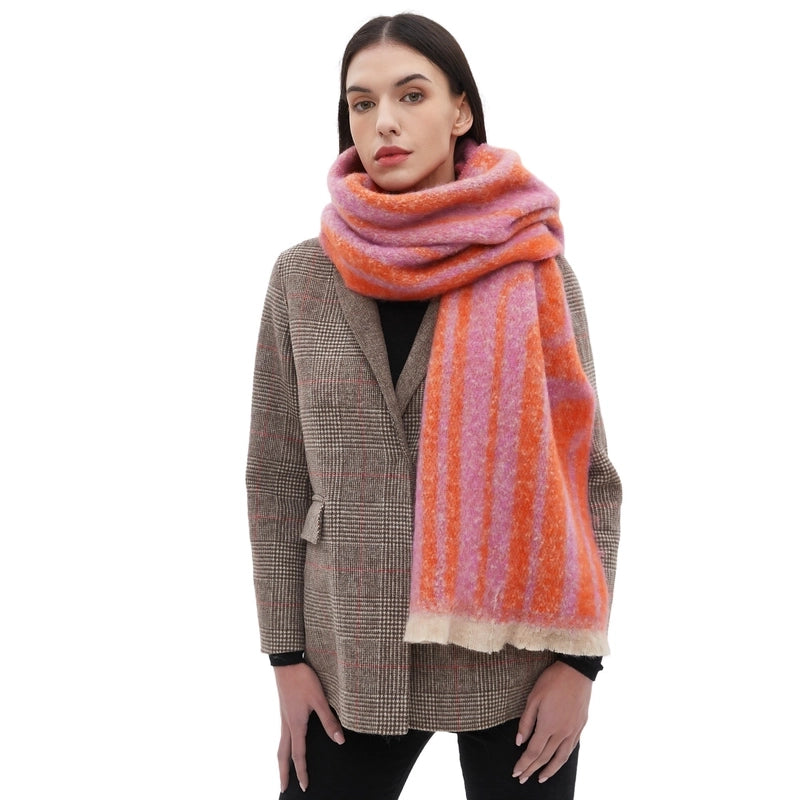 Women’s Casual Minimalist Stripe Polyester Scarf