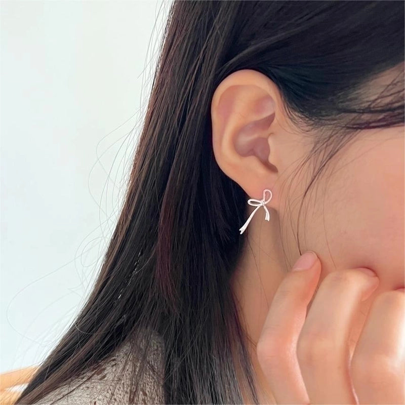 1 Pair Sterling Silver Bow Knot Ear Studs