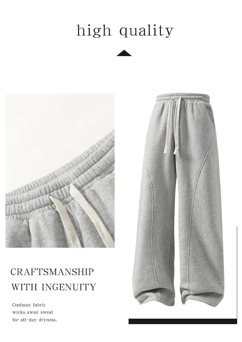 Men's Fleece Thermal Lined Sweatpants  Oversize Drawstring Waist Casual Loose Pants for Fall Winter School Season Daily Wear Stylish Menswear