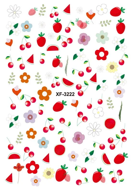 Fashion Flower Avocado Nail Art Stickers for Nails Art Self Adhesive Decals Manicure Design Nails Accessoires Stickers Fruits-Nail Inspo