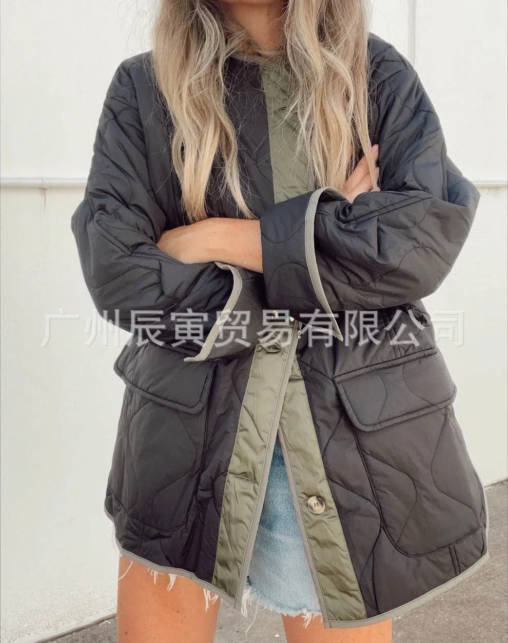 Woherb The Ins New Ladies Autumn Winter Coat · Loose Hourglass Quilted Color Double Pouch Jacket-Outfit Ideas