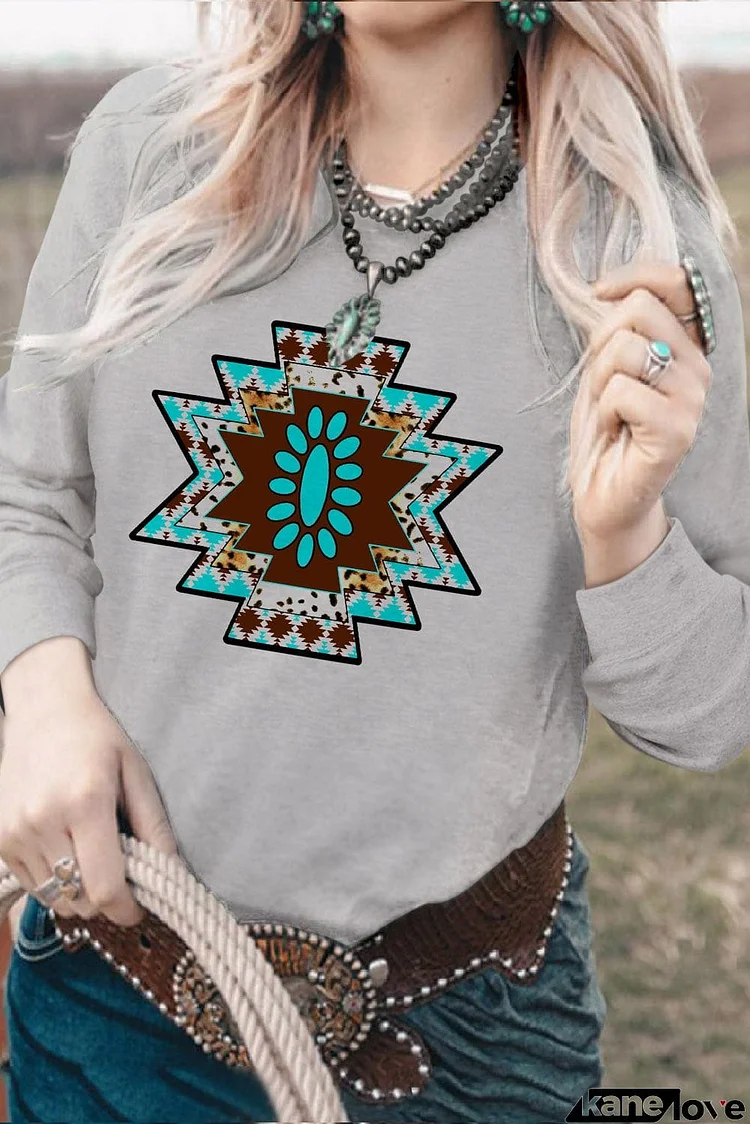 Aztec Tribal Pattern Gray Sweatshirt