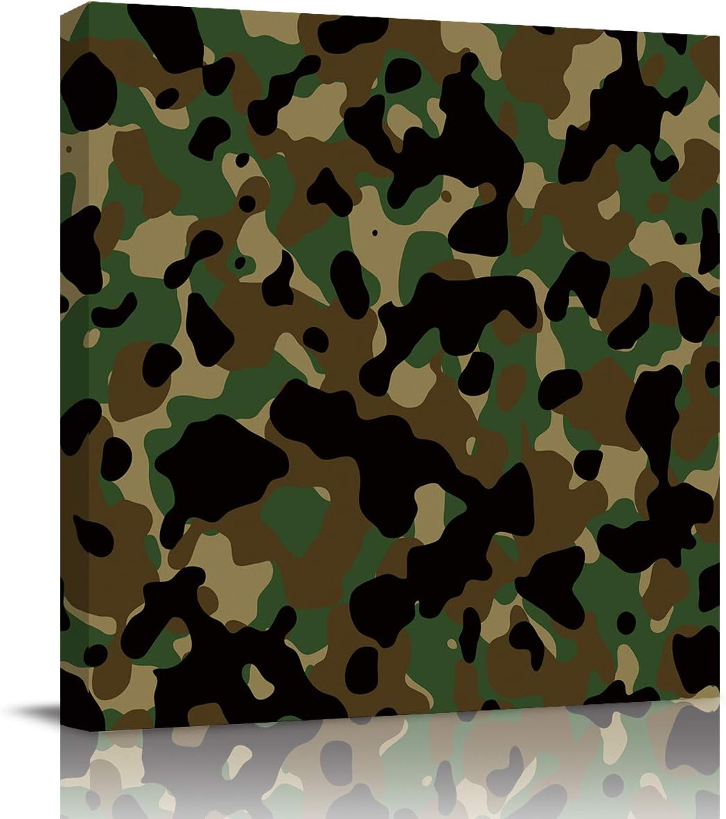 Camo Canvas Canvas Pictures for Living Room Bathroom Decor Forests Military Army Camouflage Pattern Uniform Style Wall Art Pictues Canvas Prints Picture Print on Canvas Paintings 28x28inch 28x28inch