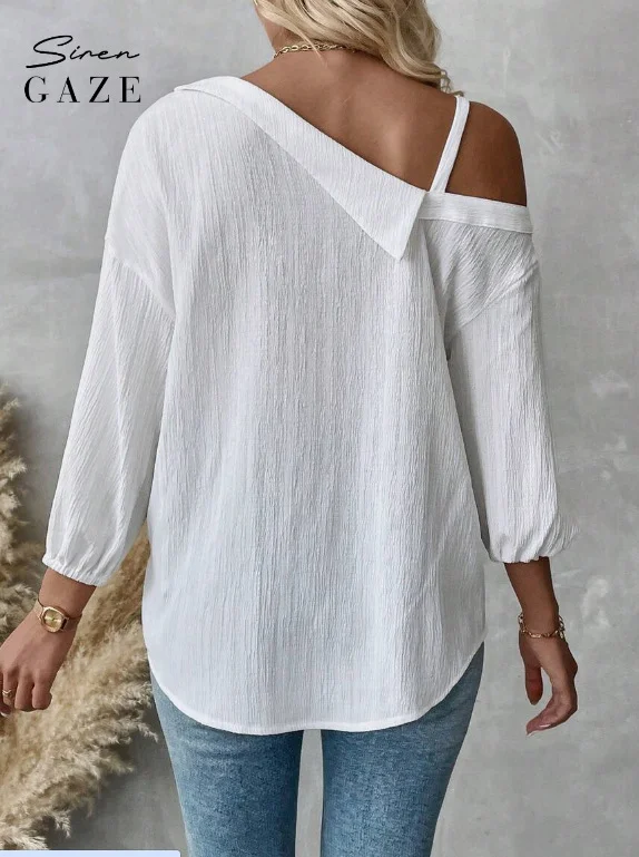 Nigikala Nigikala Shoulder Long-Sleeved Shirt Women's Top