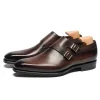  Double Monk Mens Shoes Genuine Leather