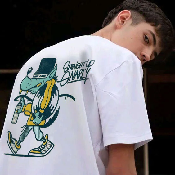 Staight Up Gnarly Printing Casual Men's T-shirt