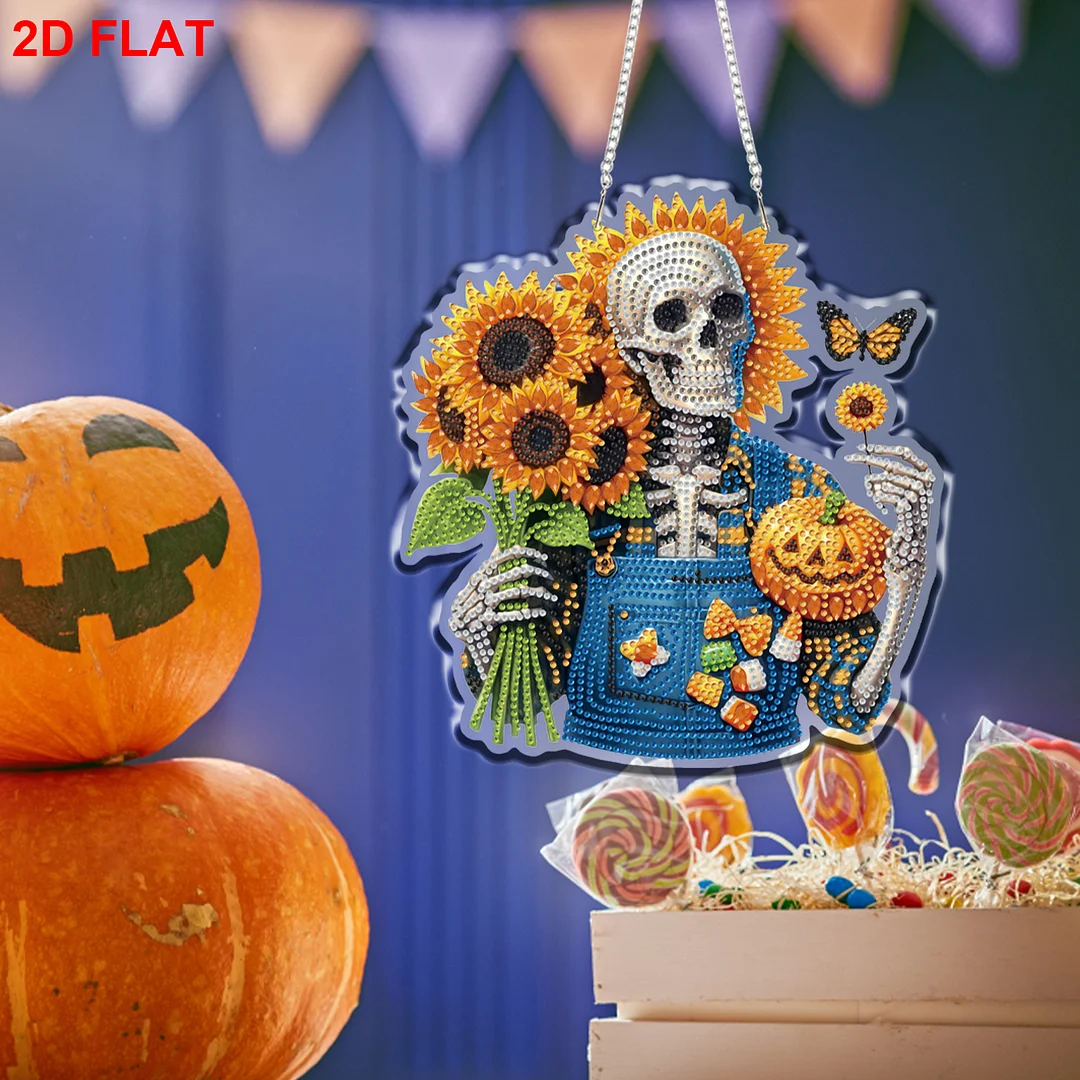 Skull 2D/Flat DIY Acrylic Special Shape Hanging Diamond Art Kits Wall Door Decor