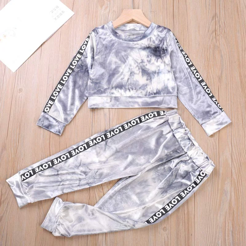 Bear Leader Letter Children Clothing Set Casual Spring Autumn Golden Velvet 2pcs Set Kids Tracksuit for Girls Boys Clothing Sets