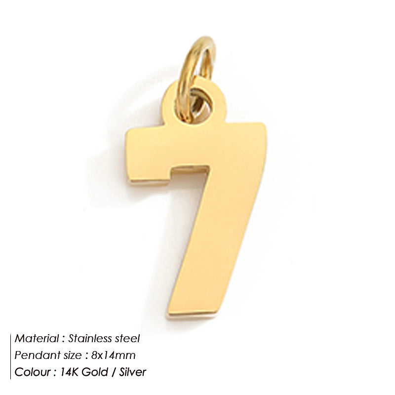 1 Piece 14*17mm 8 * 14mm 304 Stainless Steel 14K Gold Plated Number Pendant Jewelry Accessories