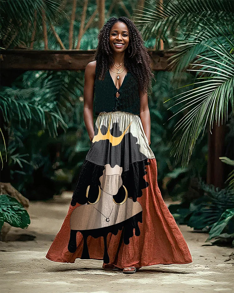 Melanin Queen Linen Pocket Skirt