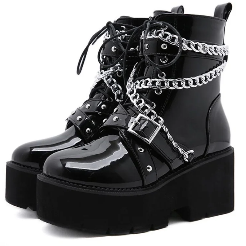 METAL CHAIN FROM LACE UP PLATFORM MARTIN BOOTS (4.5-11)