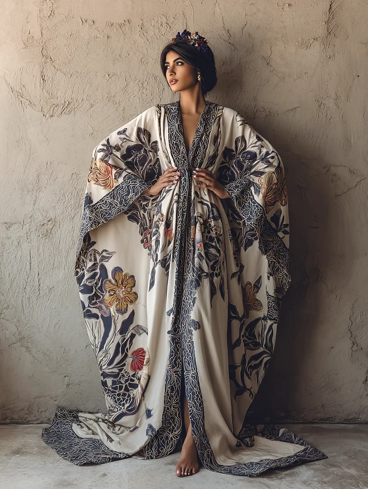 Women's Daylily Kimono Linen Robe
