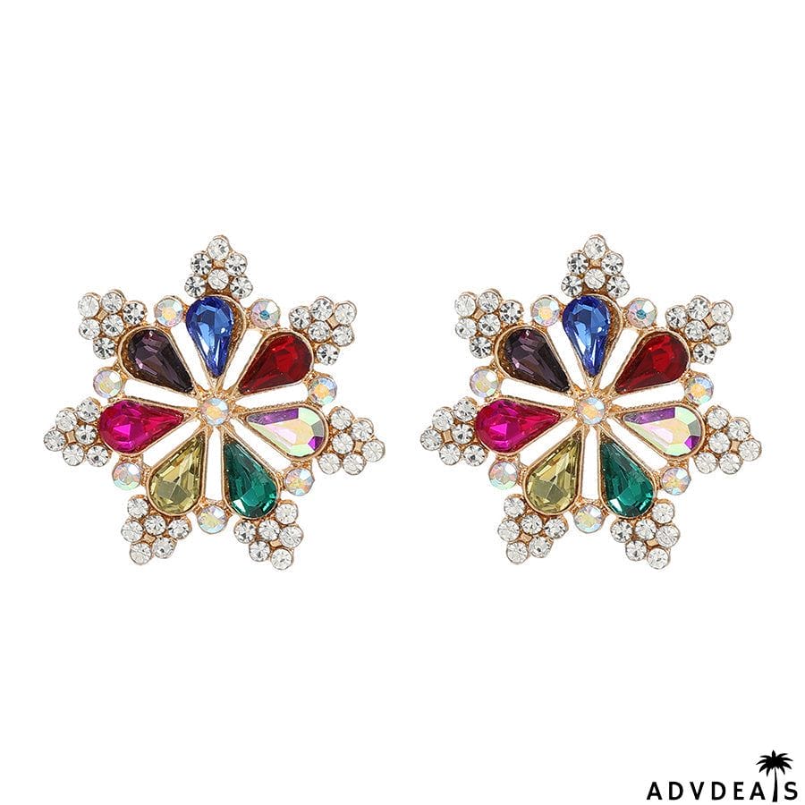 Exaggerated Diamond Flower Earrings