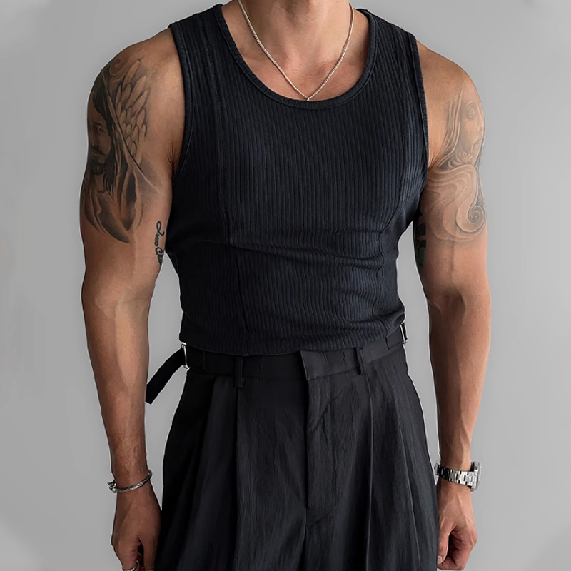 Men's High Elastic Stitching Knitted Slim Sleeveless Vest