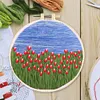 【Limited Stock Sale】Dutch Tulips-DIY Embroidery Kit with Pattern Cotton Threads Needles Hoop 35*35cm/13.78*13.78in tapestrymarket