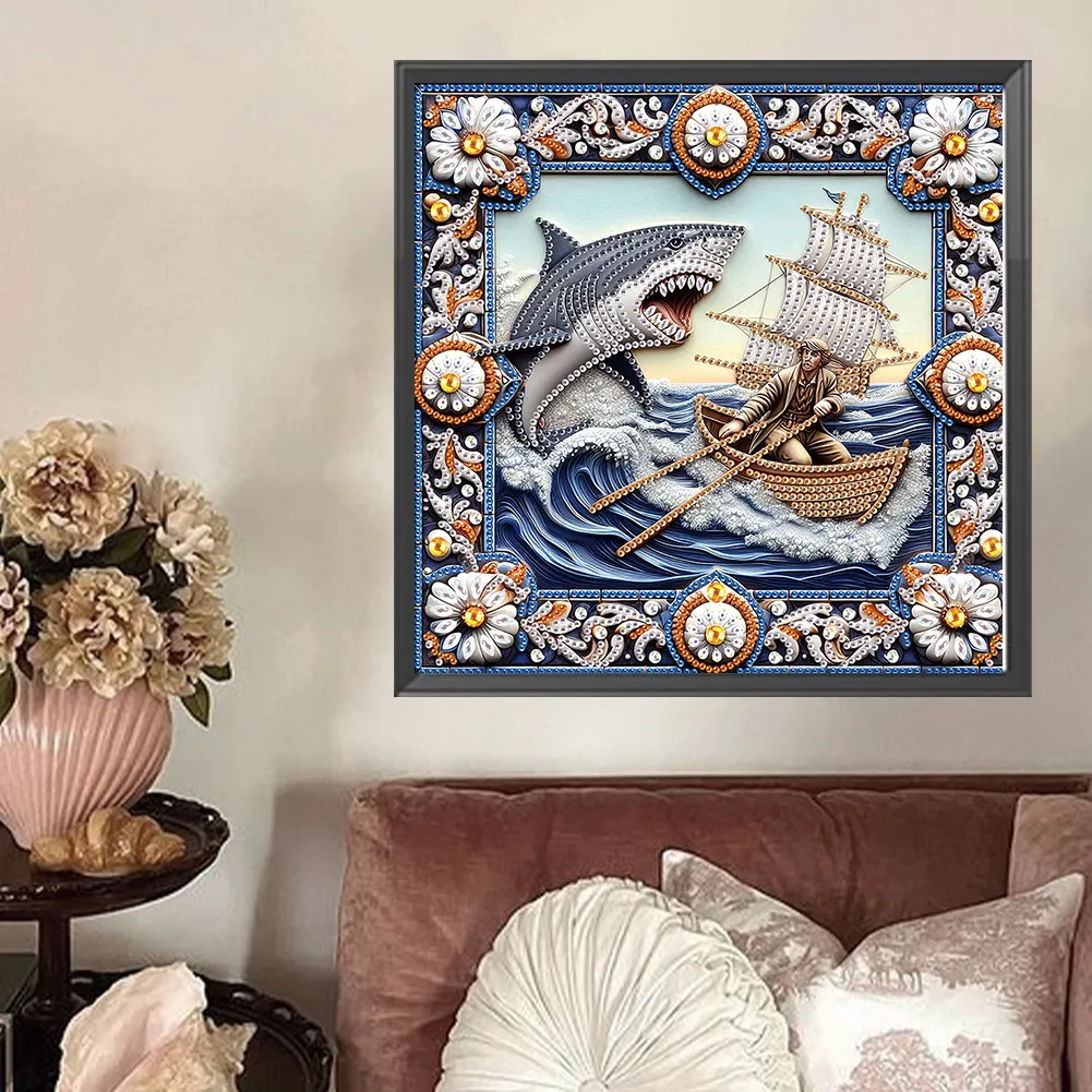 Diamond Painting - Partial Special Shaped Drill - Shark(Canvas|30*30cm)