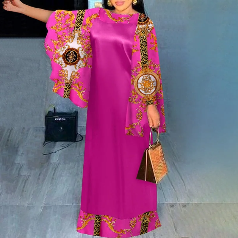 Bohemian Maxi Long Dress VONDA 2022 Women Round Neck Striped Long Maxi Dress Beach Baggy Half Sleeve Vestido Robes Longue