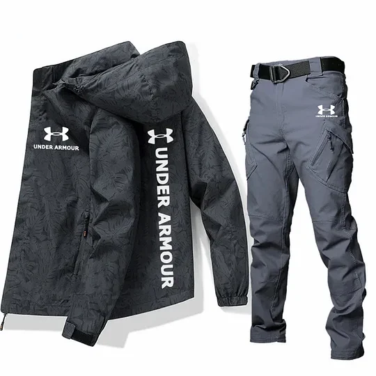 pánský zimní módní hustý teplý taktický svetr s taktickými kalhotami