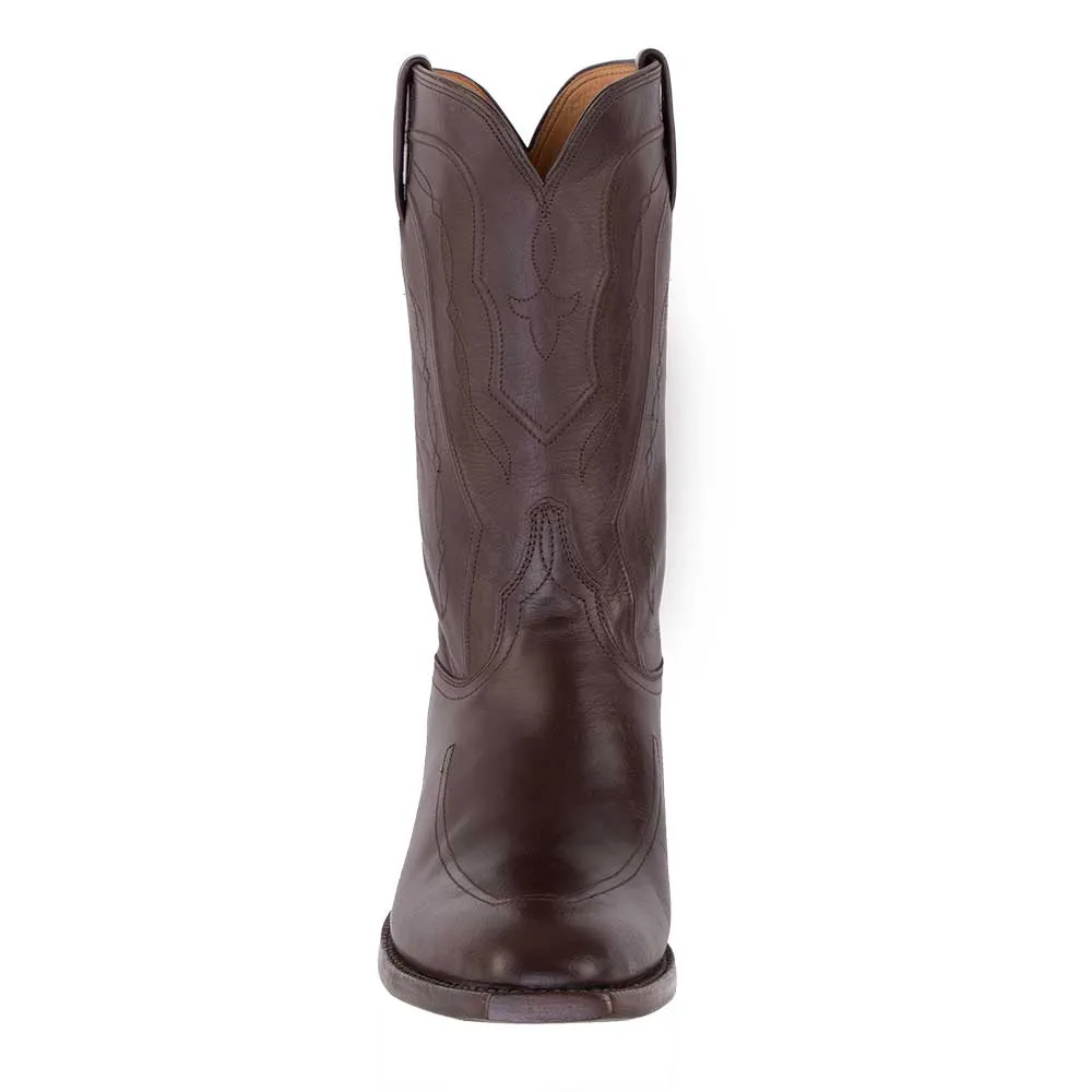 Brown Leopard Wide Calf Chunky Heel Cowgirl Boots with Fringes