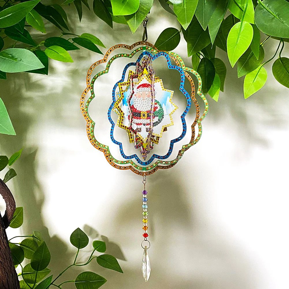 DIY Diamond Painting Rotatable 3D Wind Chimes - Santa(Double Sided)