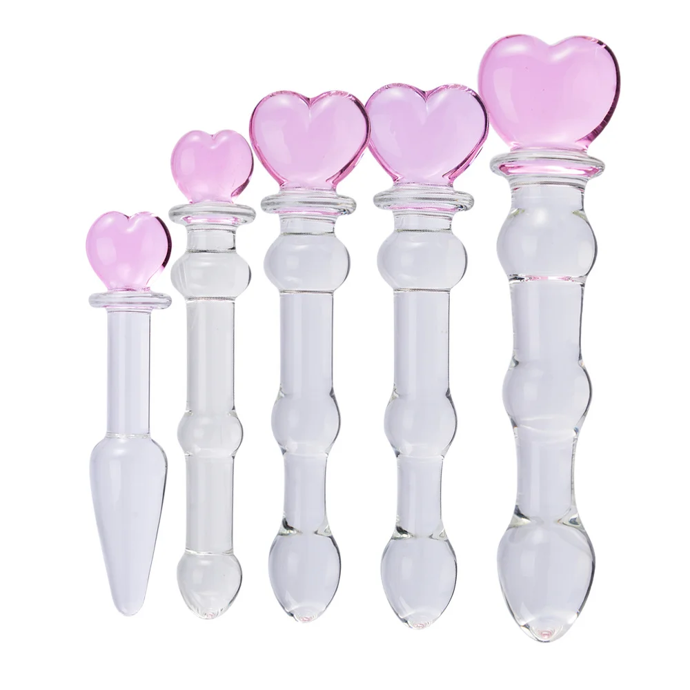 Glass Heart Love Dildo Massage Toy
