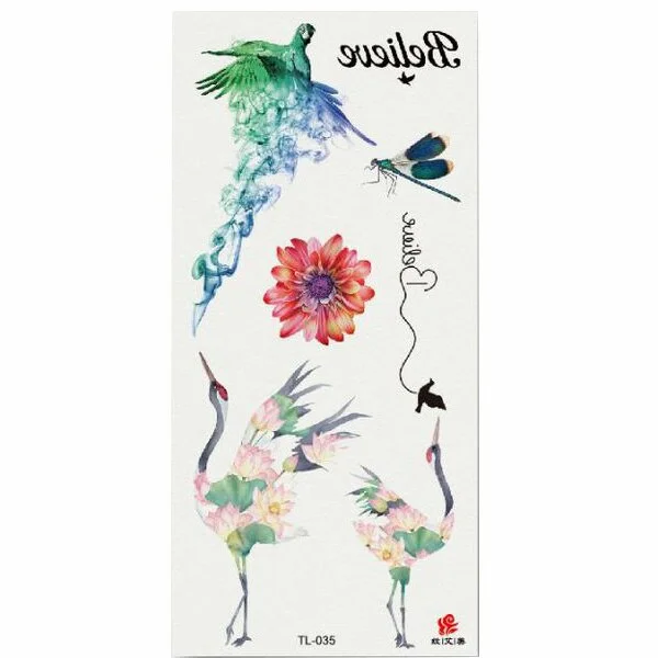 1pcs Flower Animal Body Art Temporary Waterproof Tattoo Sticker Wolf Mermaid Designs