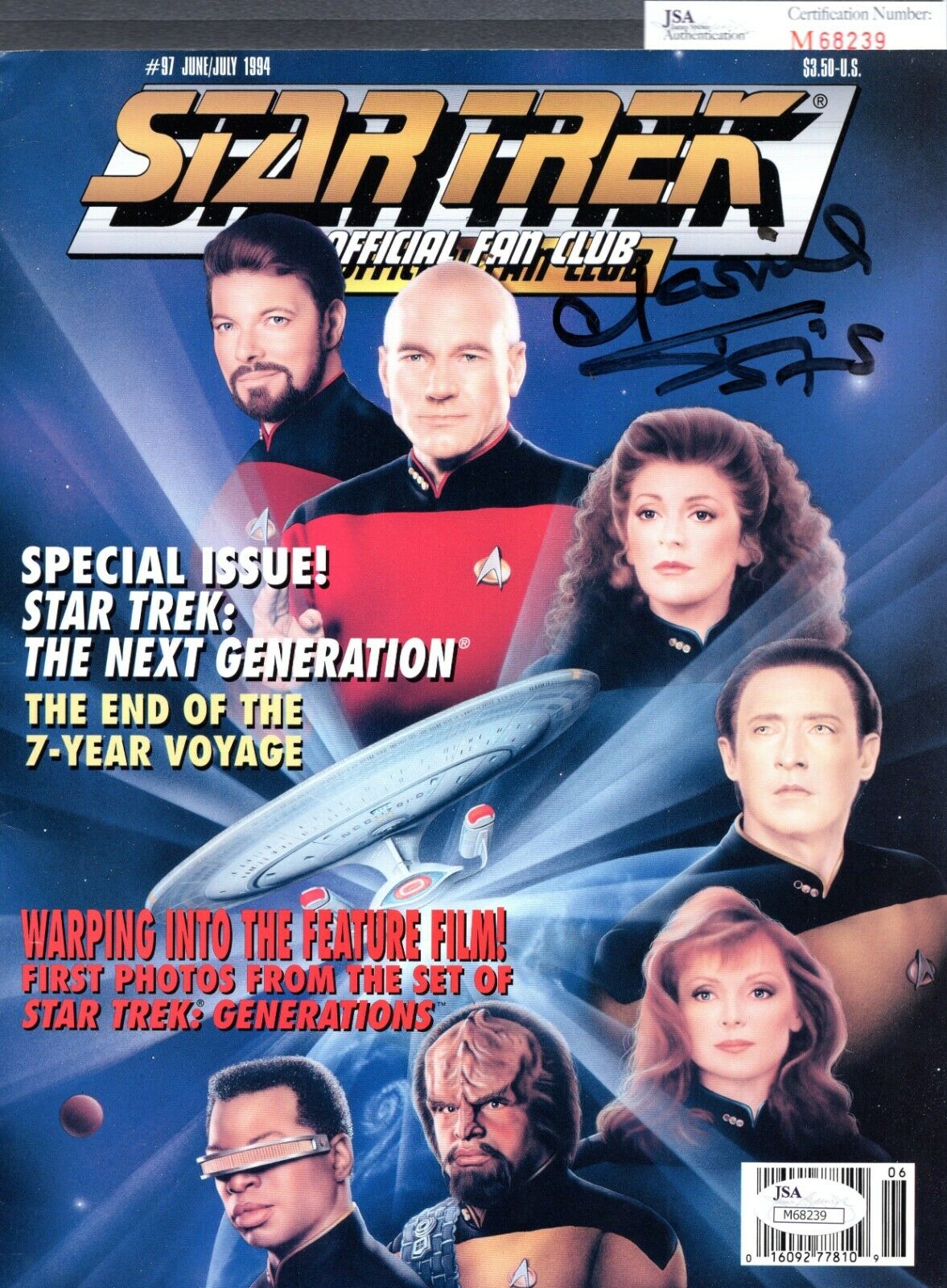 JSA Marina Sirtis Deanna Troi Autographed Signed Star Trek Fan Magazine TRB 437