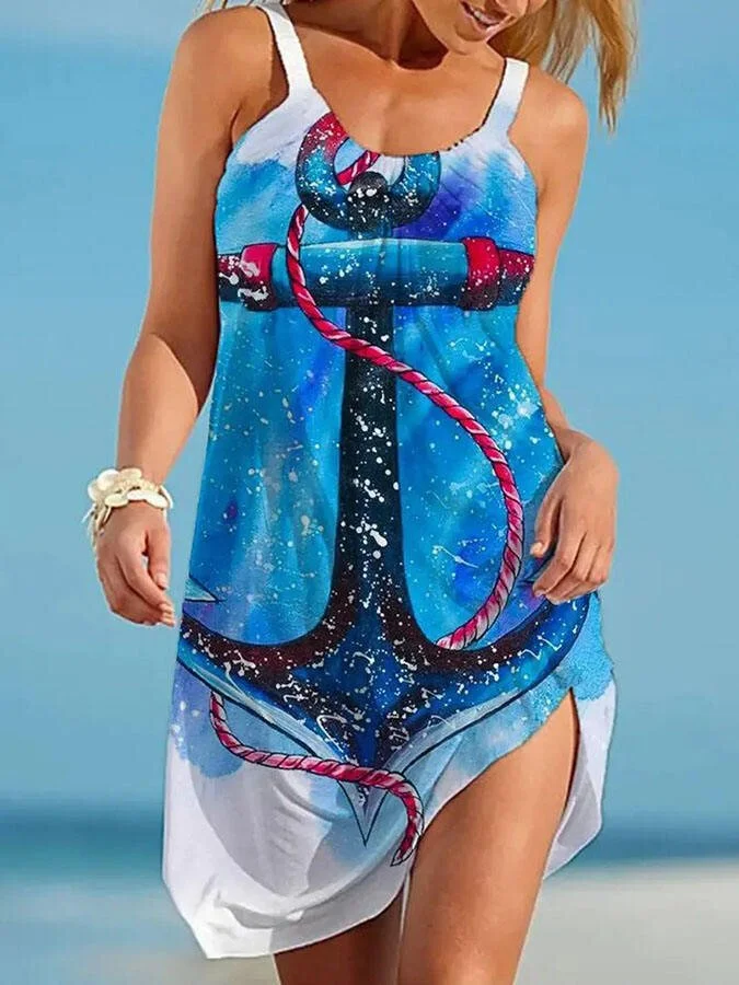 Anchor Print Beach Dress