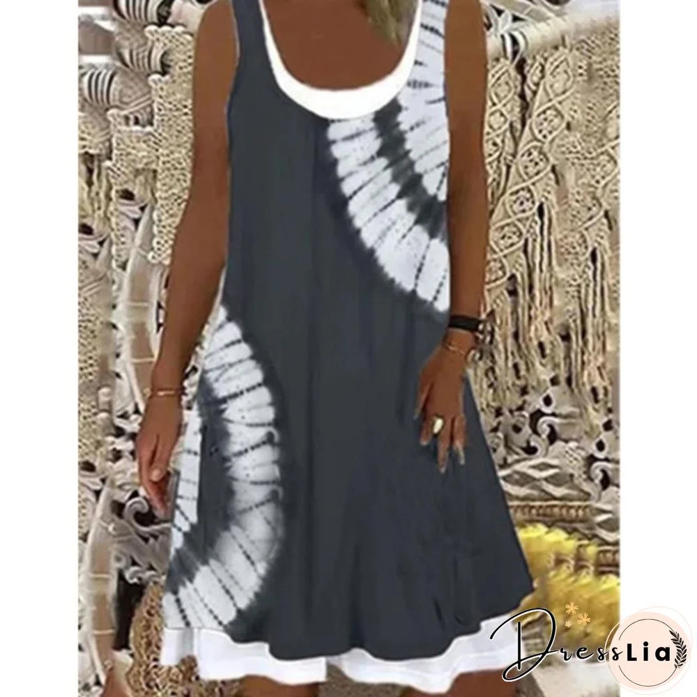 Women's Fashion New Spring Casual Temperament Suspender Type Sleeveless Round Neck A-line Skirt Dress