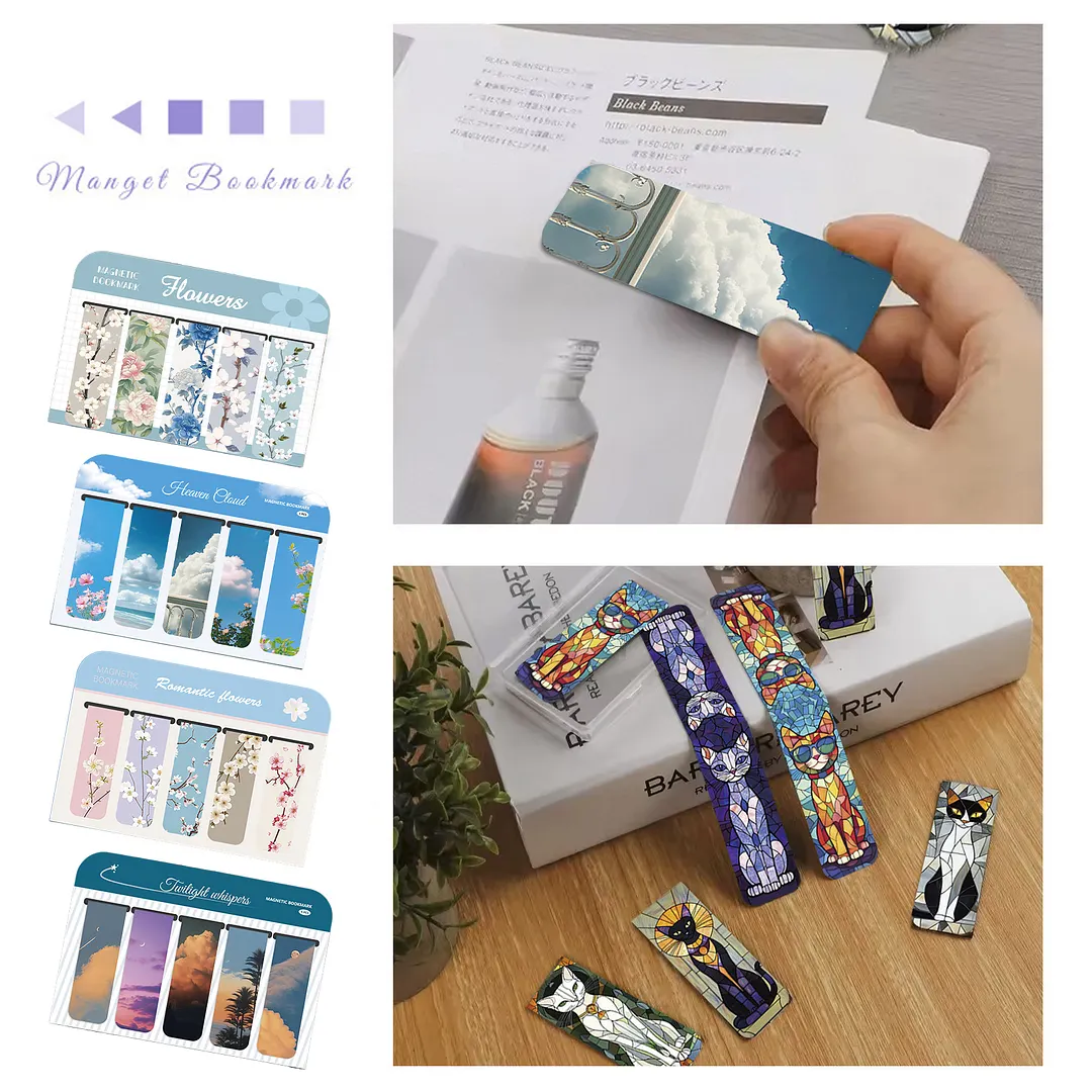 20Pcs Healing Natural Landscape Magnetic Bookmarks Lightweight Page Markers Waterproof Scratch-Resistant for Women Men Book Lovers Reading Office Supplies