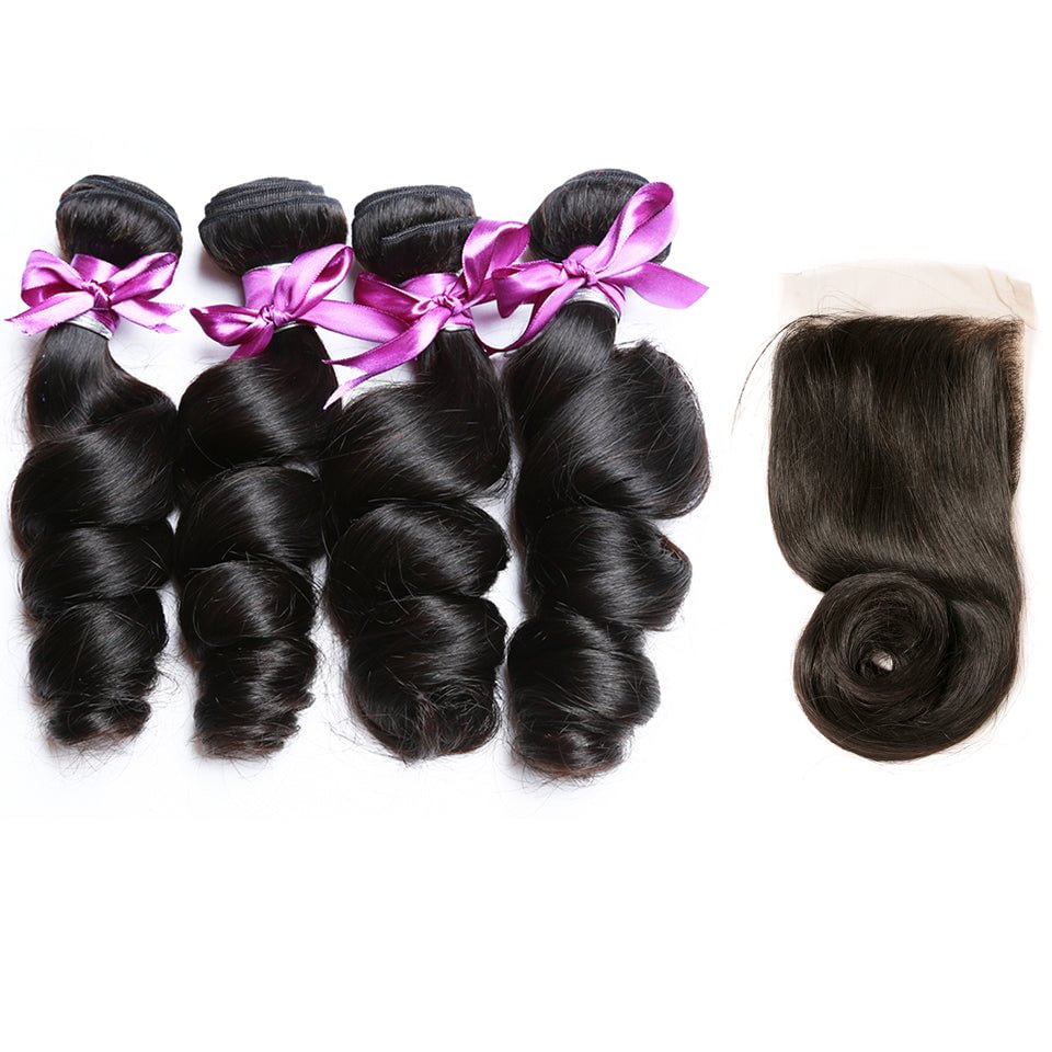 Vallbest Hair Loose Wave 4 Bundles With Closure US Mall Lifes