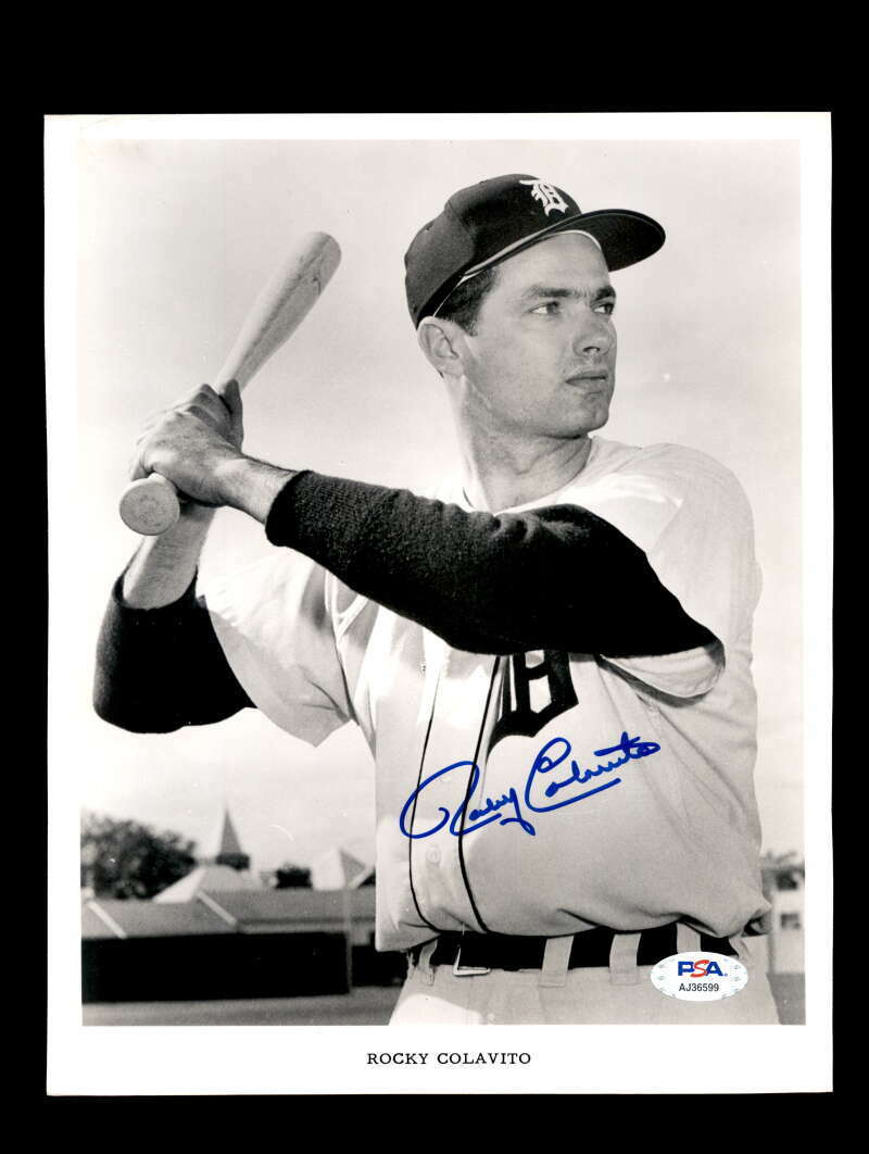 Rocky Colavito PSA DNA Cert Signed 8x10 Photo Poster painting Tigers Autograph