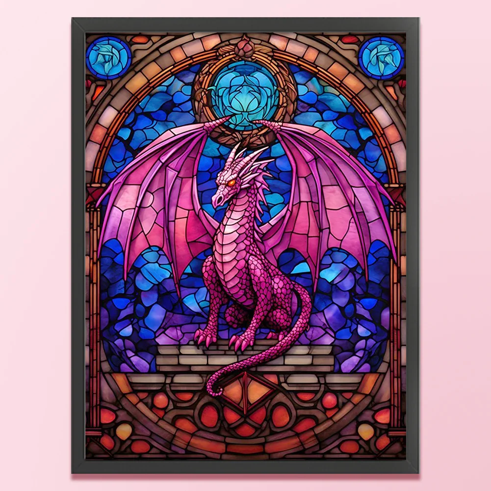 DIY Stamped Cross Stitch 14CT Full Embroidery 40*55cm - Glass Painting-Pterosaur