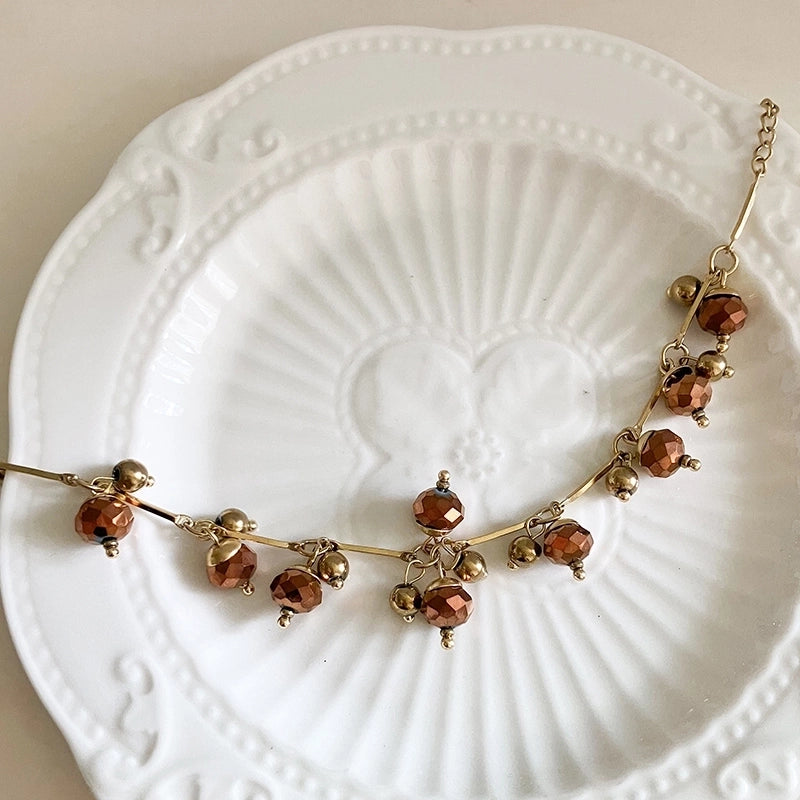 Elegant Streetwear Round 14K Gold Plated 304 Stainless Steel Artificial Crystal Bracelets