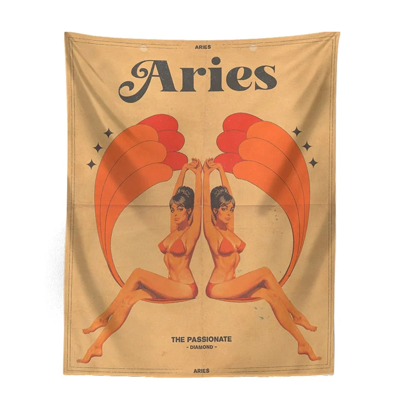 12Constellation Tarot Tapestry retro modern woman Tarot Wall Hanging sexy woman Room Decor Bedspread Cover Sun starry Wall Decor