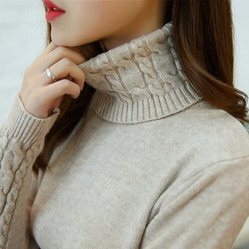 High quality sweater women turtleneck pullover women winter cashmere sweater 2020 Thick warm solid knit sweater
