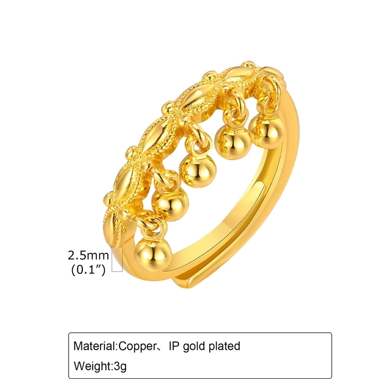 Copper 18K Gold Plated Waves Adjustable Ring