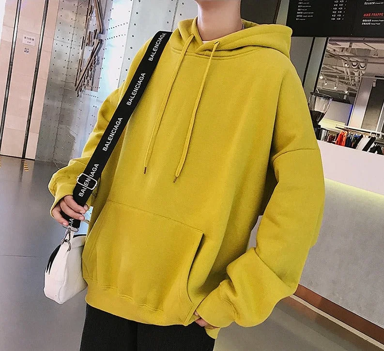 Aonga Men Harajuku Colorful Streetwear Hoodies 2021 Autumn Mens Hip Hop Solid Hooded Sweatshirts Korean Fashions Black Hoodie