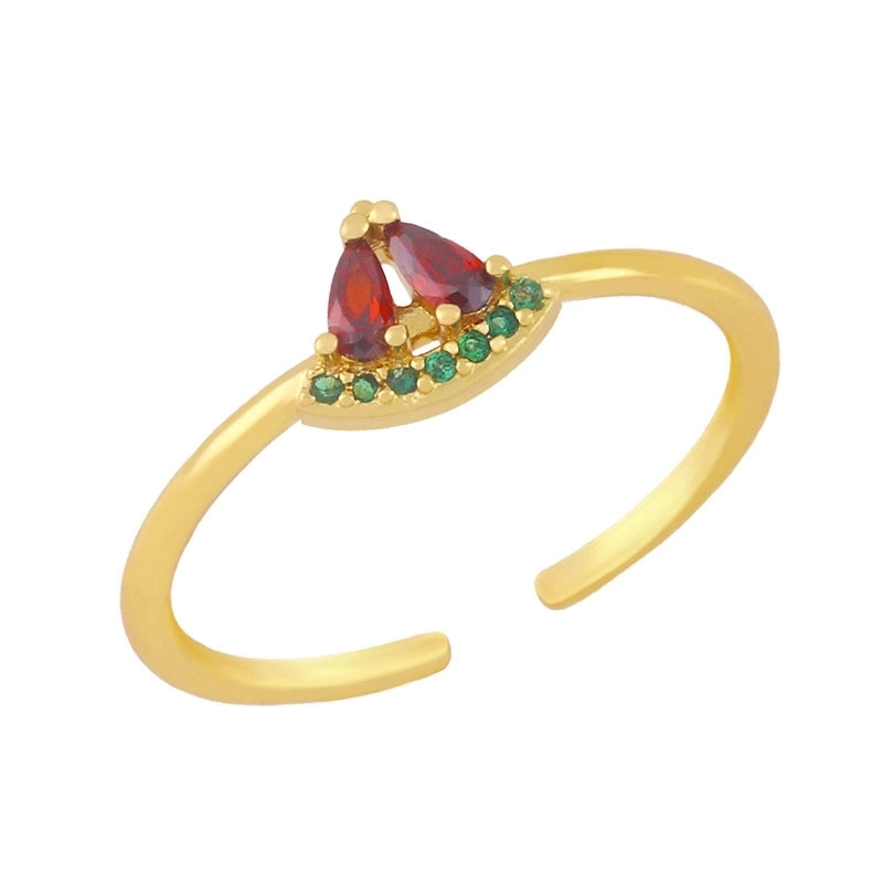 Color Zirconium Cherry Strawberry Fruit Copper Ring
