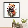 Red Panda Flowers-Full Round Diamond Painting 30*30CM