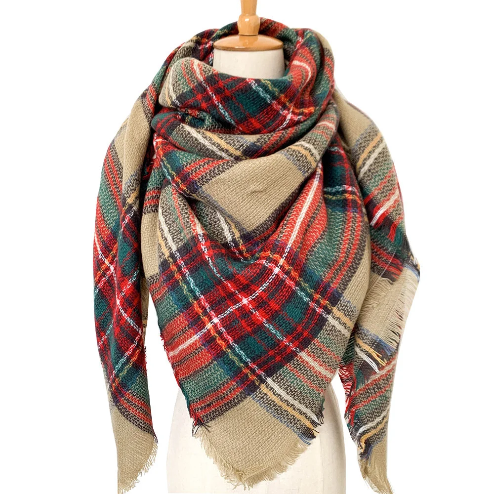 Smiledeer Fashion Ladies Faux Cashmere Colorful Plaid Scarf Shawl