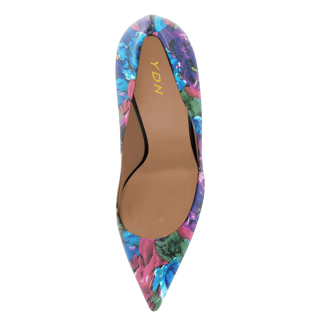 Eye-Catching Colorful Printed Vegan Leather Pointed High Heels