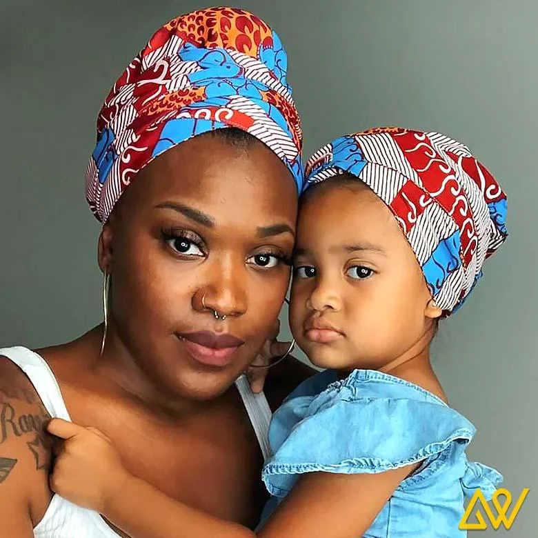 African Print Head Wrap With Satin-Lined For Girls(Romantic Autumn)-AW3982